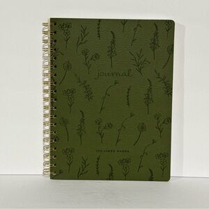 Green Faux Leather Floral Journal with Gold Spiral Binding 192 pages